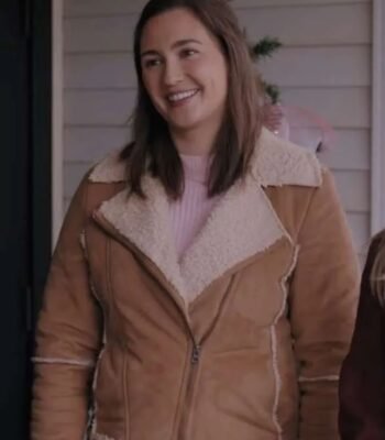 Katherine Barrell Everything Christmas 2023 Shearling Leather Jacket