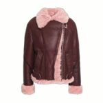 Kathleen Burgundy Shearling Fur Lined Leather Jacket