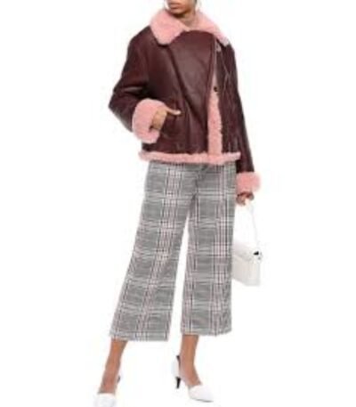 Kathleen Burgundy Shearling Fur Lined Leather Jacket