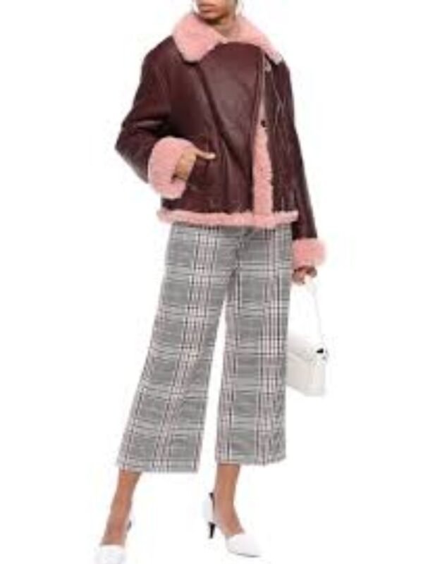 Kathleen Burgundy Shearling Fur Lined Leather Jacket