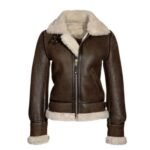 Katie Distressed Brown Shearling Leather Jacket