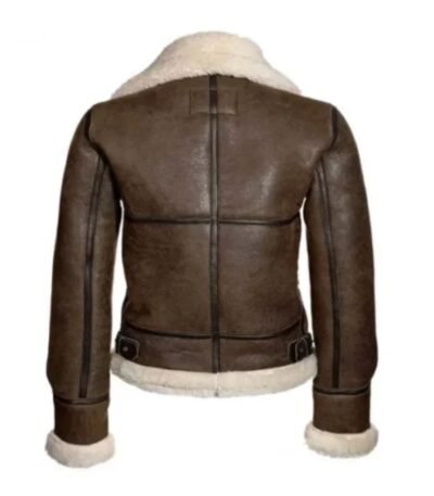 Katie Distressed Brown Shearling Leather Jacket