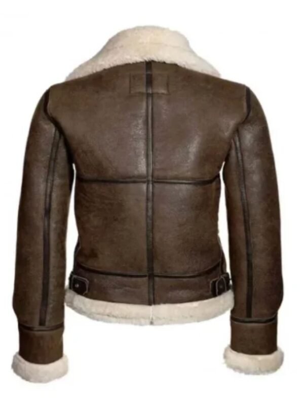 Katie Distressed Brown Shearling Leather Jacket