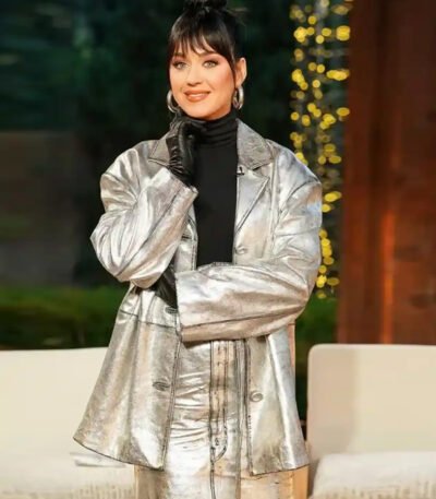 Katy Perry American Idol Silver Leather Coat