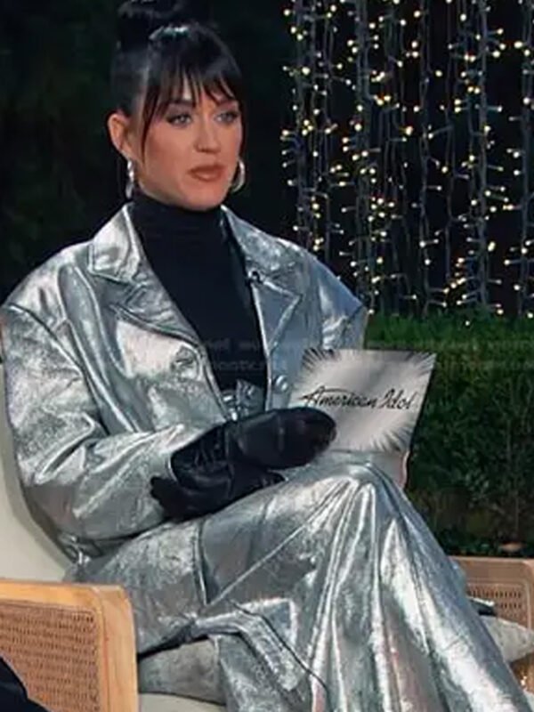 Katy Perry American Idol Silver Leather Coat