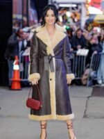 Katy Perry Good Morning America Studios Shearling Leather Coat