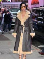 Katy Perry Good Morning America Studios Shearling Leather Coat