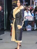 Katy Perry Good Morning America Studios Shearling Leather Coat