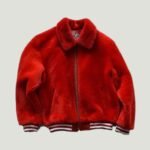 Kayla Red Fur Sheep Bomber Jacket