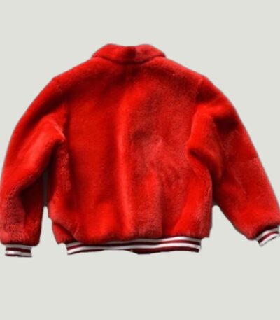 Kayla Red Fur Sheep Bomber Jacket