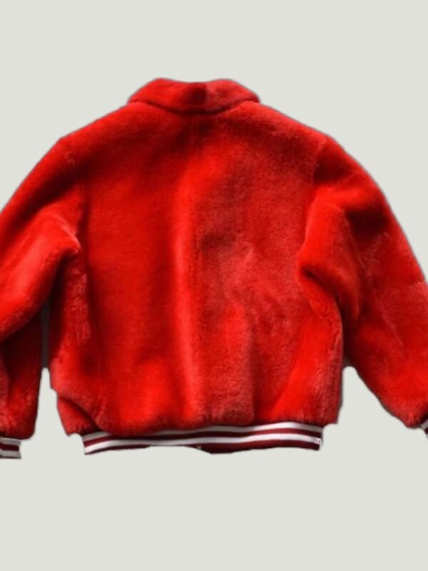 Kayla Red Fur Sheep Bomber Jacket