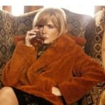 Kelly Orange Shearling Fur Pea Coat