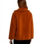 Kelly Orange Shearling Fur Pea Coat