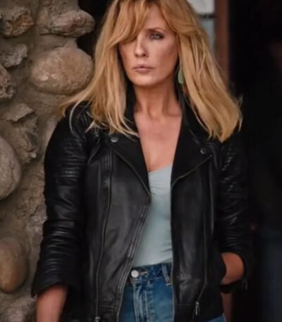 Kelly Reilly Yellowstone S4 Beth Dutton Black Leather Jacket
