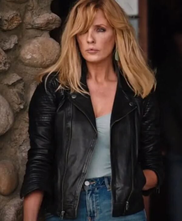 Kelly Reilly Yellowstone S4 Beth Dutton Black Leather Jacket