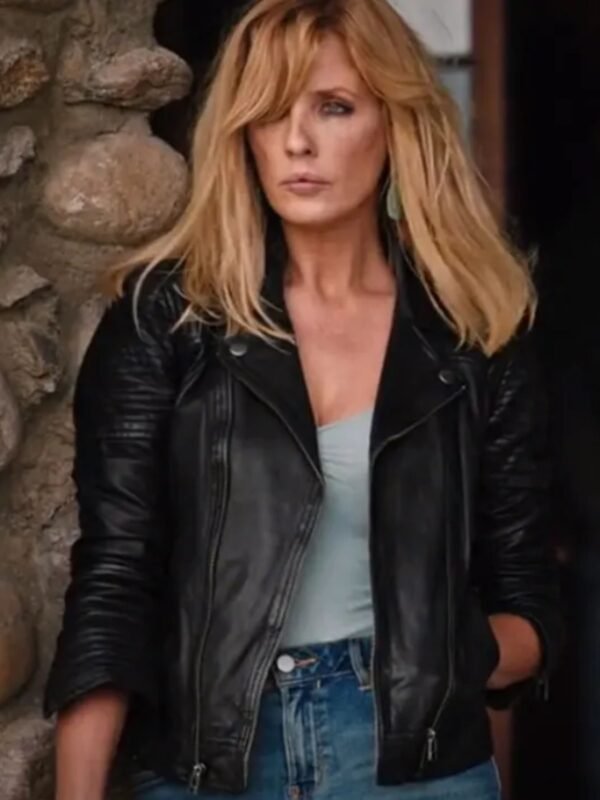 Kelly Reilly Yellowstone S4 Beth Dutton Black Leather Jacket