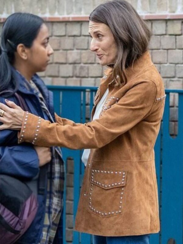 Killing Eve Camille Cottin Studded Brown Leather Jacket