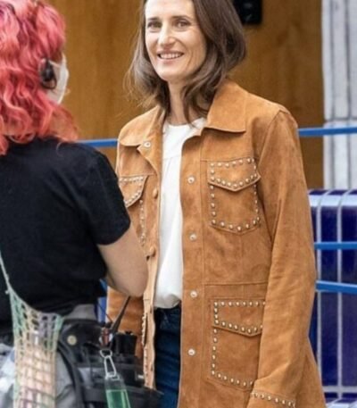 Killing Eve Camille Cottin Studded Brown Leather Jacket