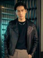 KinnPorsche the Series La forte S01 Bible Wichapas Sumettikul Black Leather Jacket