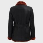 Kristina Black Belted Soft Shearling Leather Coat