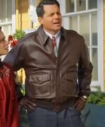 Kristoffer Polaha A Biltmore Christmas 2023 Brown Leather Jacket
