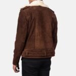Kyle Brown Shearling Asymmetrical Zipper Suede Jacket
