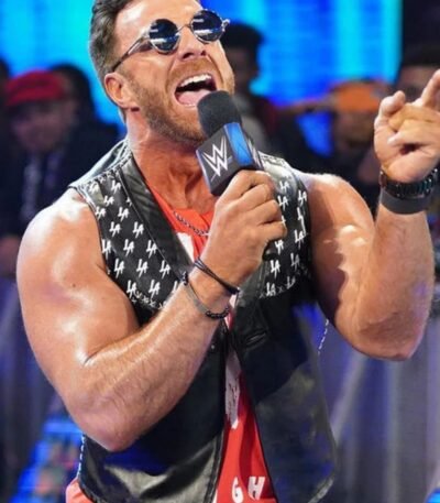 LA Knight Black Leather Vest