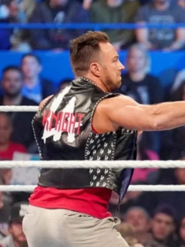 LA Knight Black Leather Vest