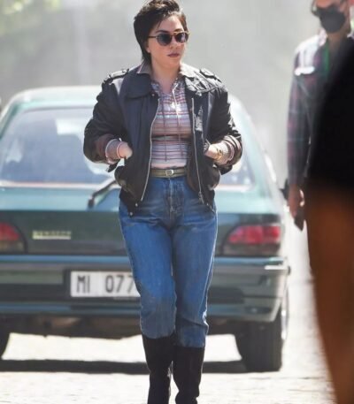 Lady Gaga House of Gucci Black Leather Jacket