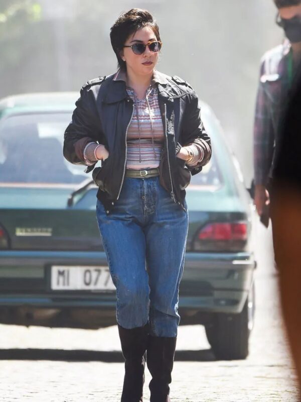 Lady Gaga House of Gucci Black Leather Jacket