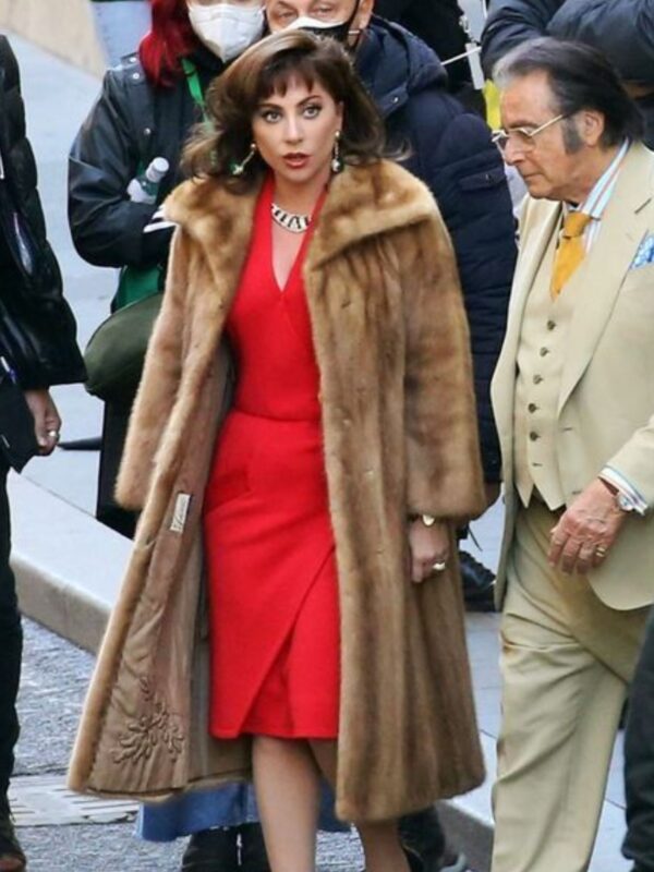 Lady Gaga House of Gucci Brown Long Fur Coat