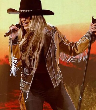 Lainey Wilson Peoples Choice Awards 2024 Fringe Leather Jacket