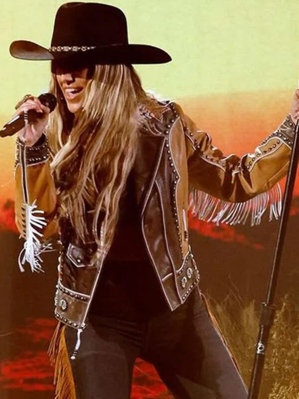 Lainey Wilson Peoples Choice Awards 2024 Fringe Leather Jacket