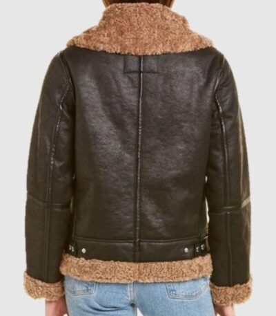Laura Black SF Bomber Aviator Shearling Jacket