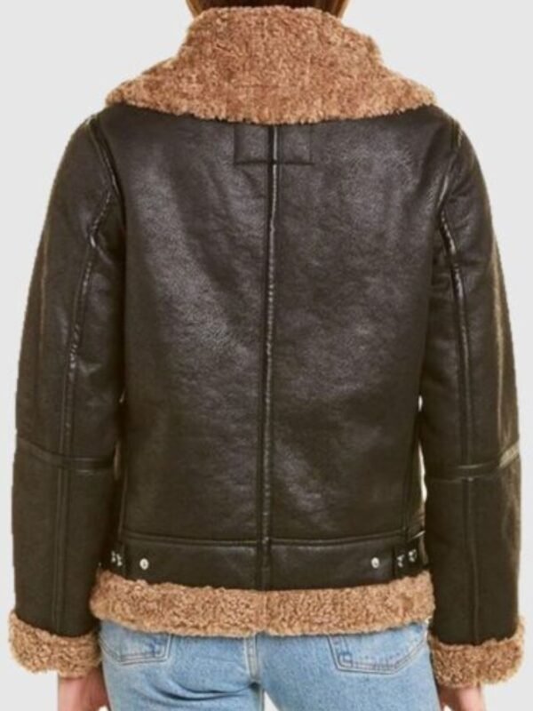 Laura Black SF Bomber Aviator Shearling Jacket