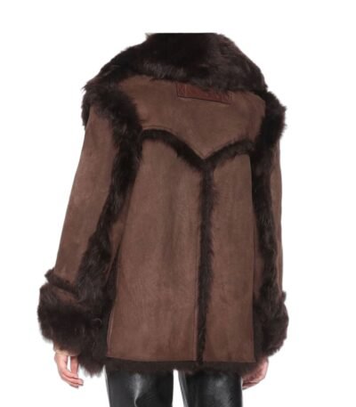 Lauren Brown Shearling Fur Suede Leather Coat