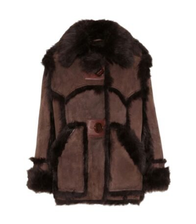 Lauren Brown Shearling Fur Suede Leather Coat