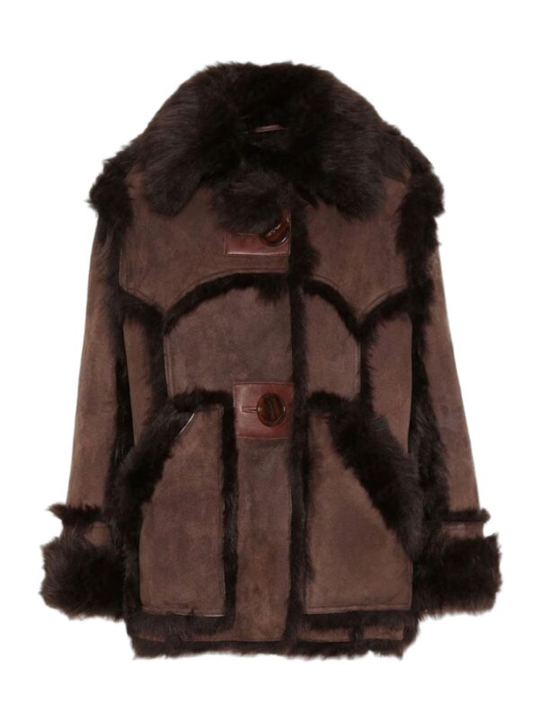 Lauren Brown Shearling Fur Suede Leather Coat