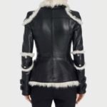 Leah Black Sheepskin Shearling Biker Jacket
