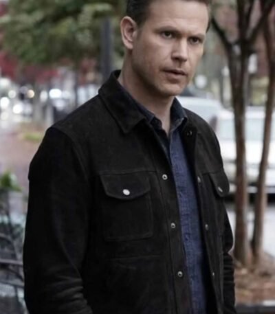 Legacies Alaric Saltzman Black Suede Trucker Jacket