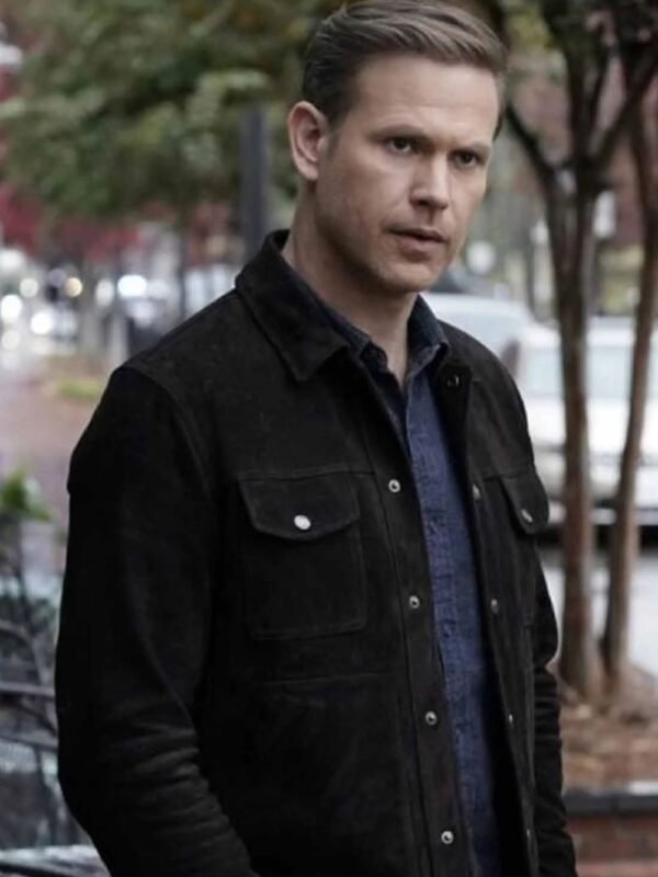 Legacies Alaric Saltzman Black Suede Trucker Jacket