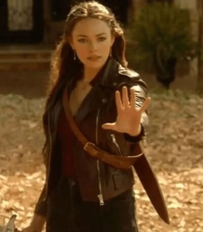 Legacies S04 Danielle Rose Russell Biker Brown Jacket