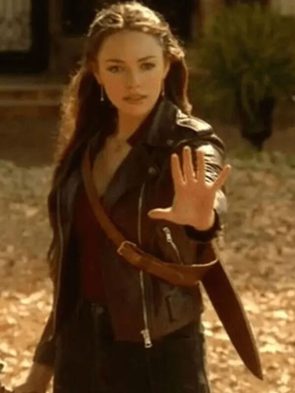 Legacies S04 Danielle Rose Russell Biker Brown Jacket