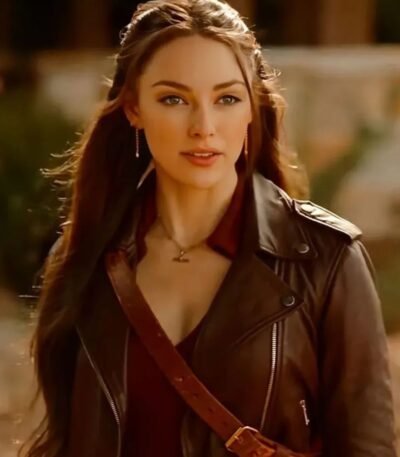 Legacies S04 Danielle Rose Russell Biker Brown Jacket