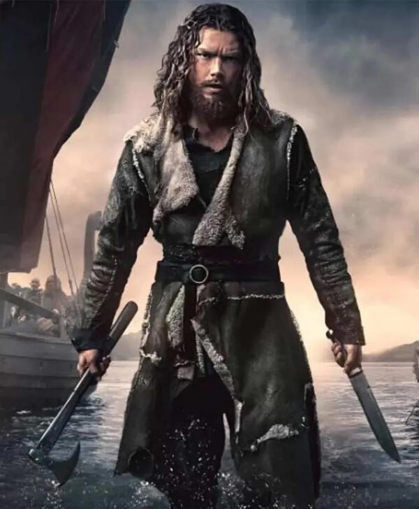Leif Eriksson Vikings Valhalla Grey Suede Coat