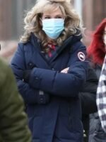 Lily Rabe The Tender Bar Blue Long Puffer Coat