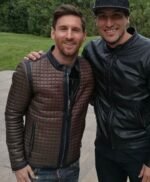 Lionel Messi Quilted Brown Jacket