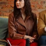 Love Hacks 2023 Amy Matysio Brown Leather Jacket