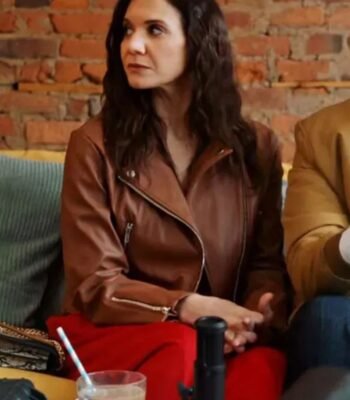 Love Hacks 2023 Amy Matysio Brown Leather Jacket