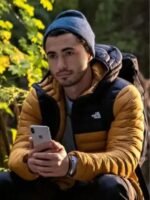 Love Hard Tag Yellow Puffer Jacket With Hood